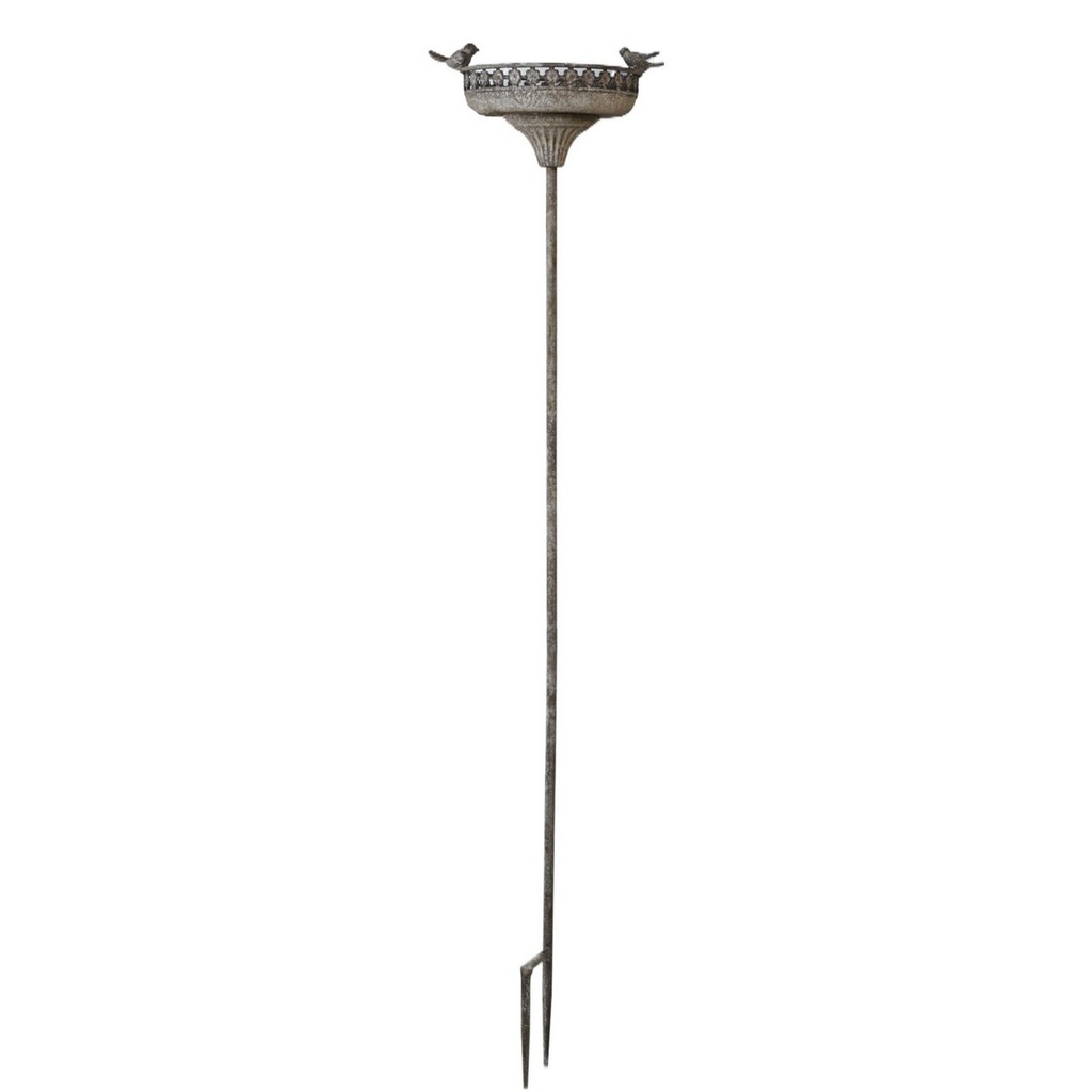 ANTIQUE METAL BIRD FEEDER GARDEN STAKE