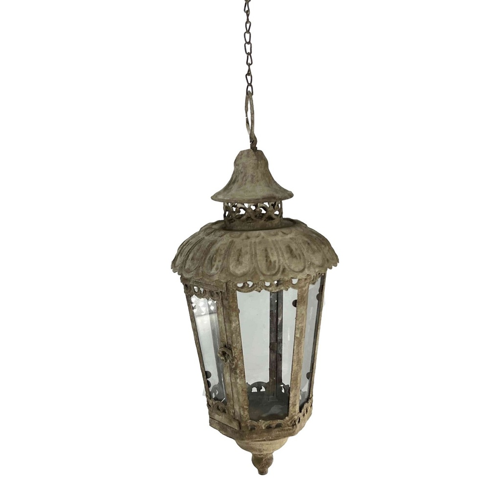 ANTIQUE METAL HANGING LANTERN