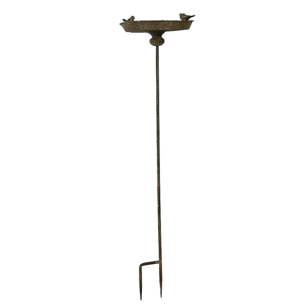 ANTIQUE METAL BIRD FEEDER GARDEN STAKE