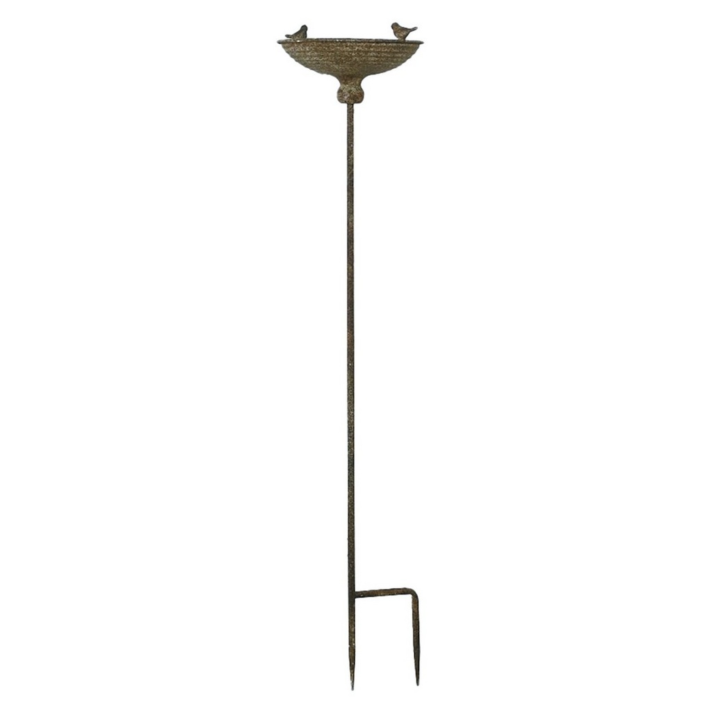 ANTIQUE METAL BIRD FEEDER GARDEN STAKE