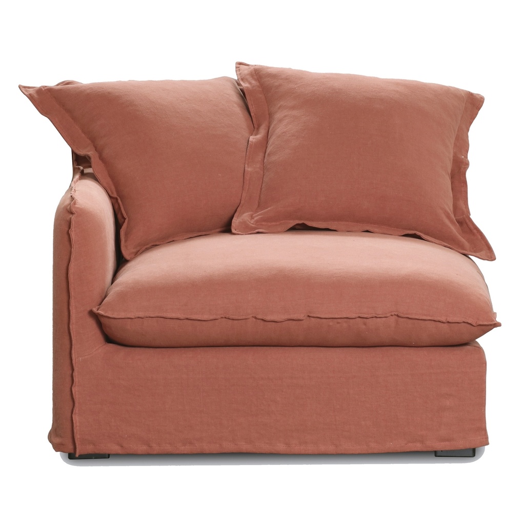 OASIS WASHED LINEN SOFA LEFT - RUST 100% BELGIAN LINEN