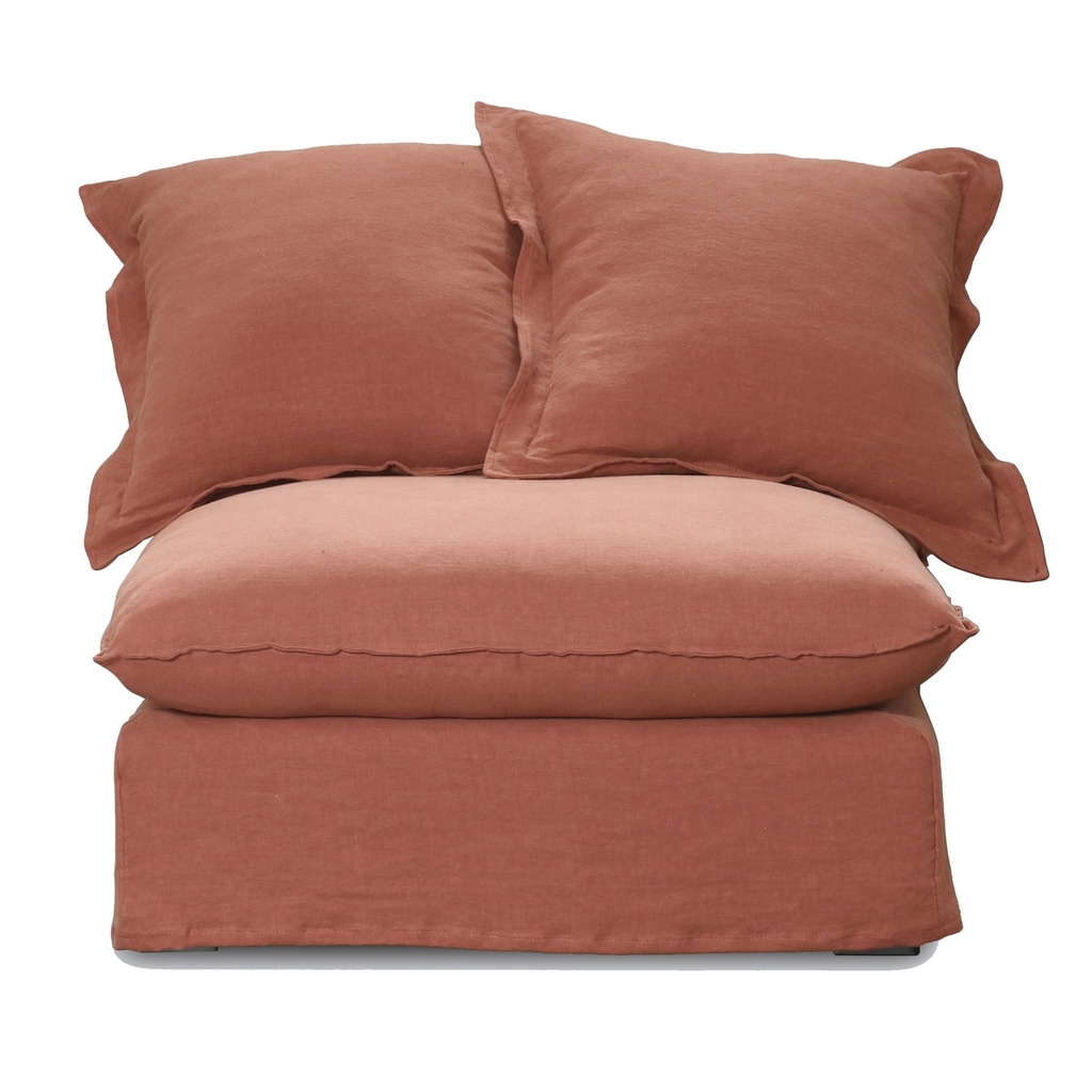 OASIS WASHED LINEN DREAM SOFA CENTRE - RUST 100% BELGIAN LINEN