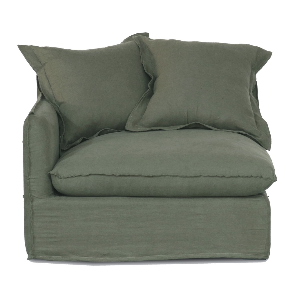 OASIS WASHED LINEN DREAM SOFA LEFT - OLIVE 100% BELGIAN LINEN