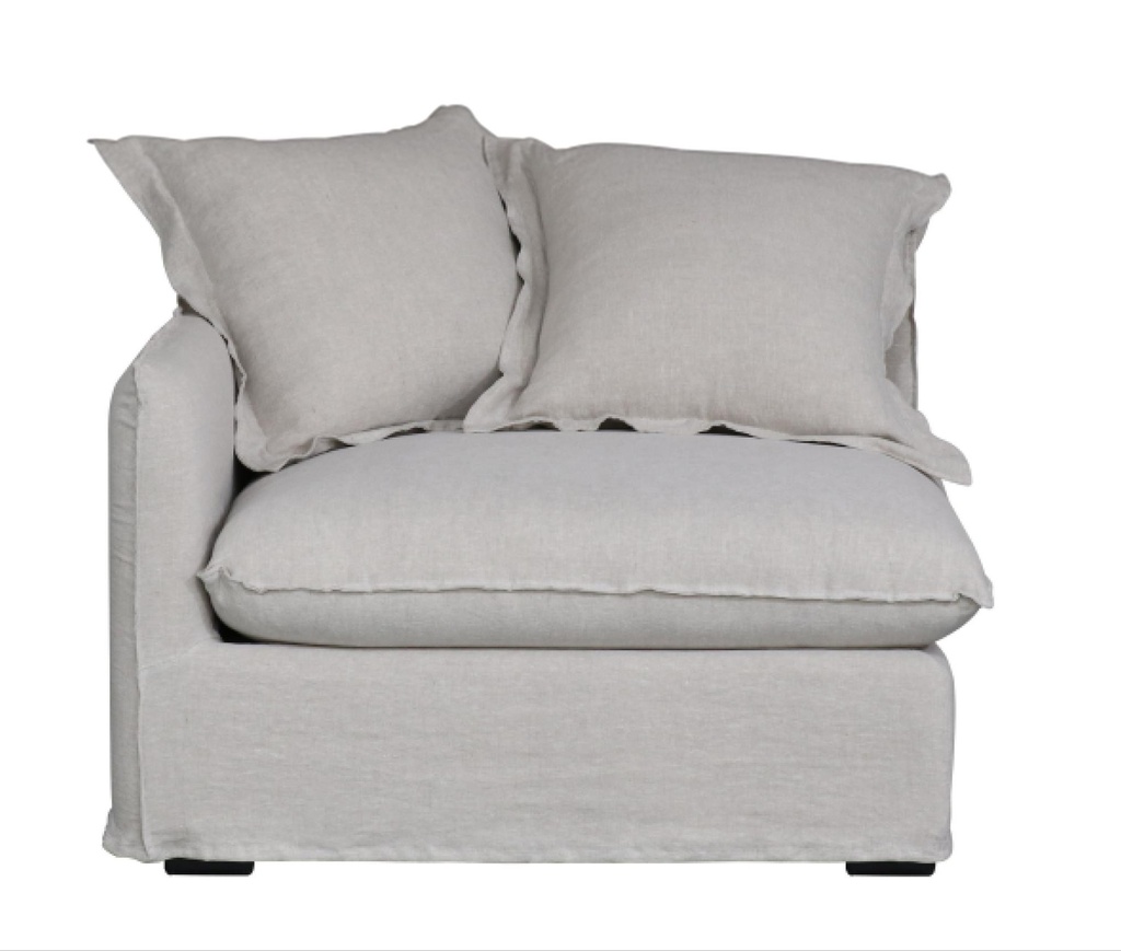 OASIS WASHED LINEN DREAM SOFA LEFT - NATURAL 100% BELGIAN LINEN