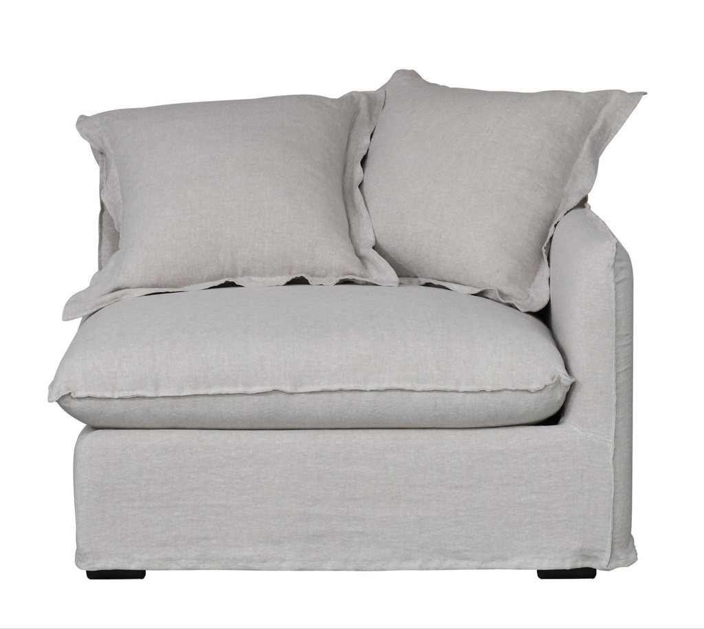 OASIS WASHED LINEN DREAM SOFA RIGHT - NATURAL 100% BELGIAN LINEN