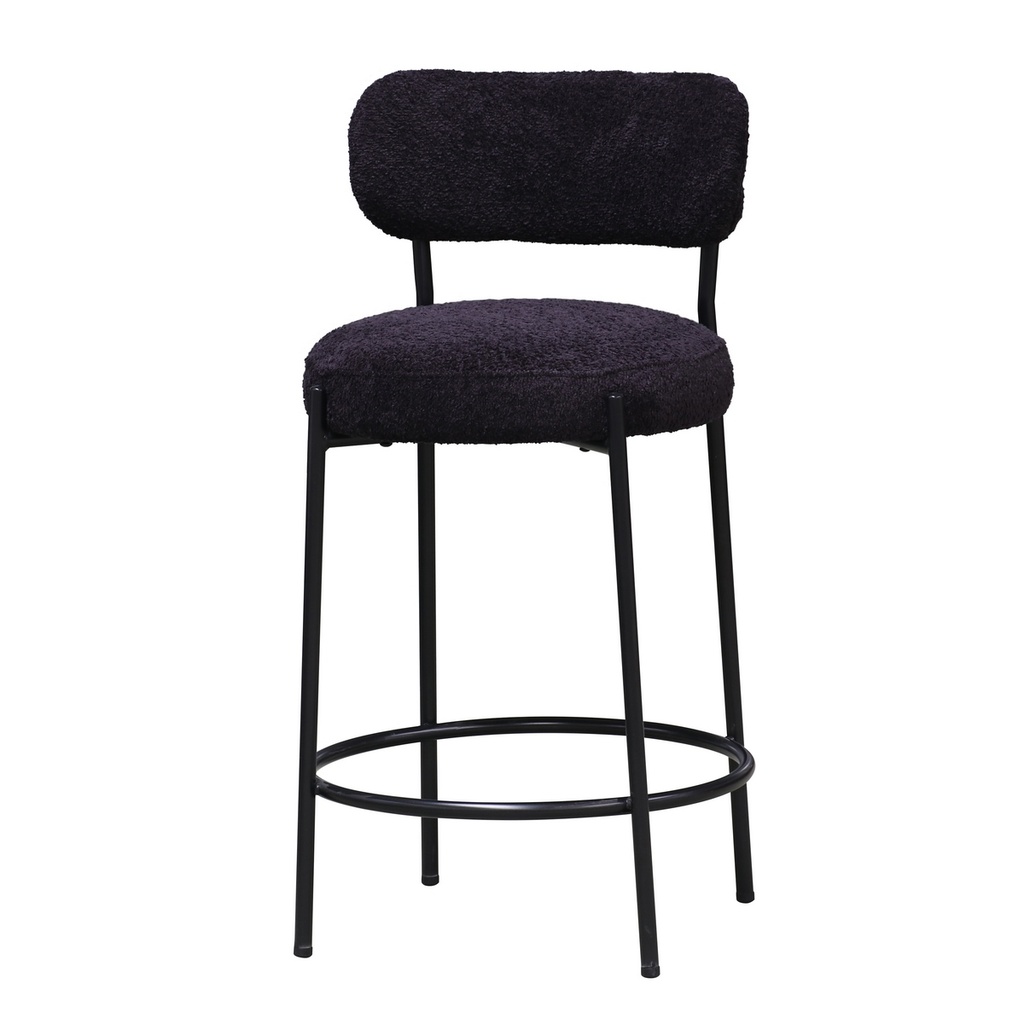 OSCAR BLACK BOUCLE BARSTOOL 65CM - BLACK
