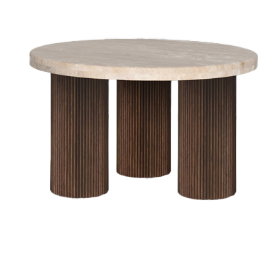 HEARTHTSTONE TRAVERTINE COFFEE TABLE  - AUTHENTIC TRAVERTINE WITH WALNUT ASH LEGS