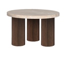HEARTHTSTONE TRAVERTINE COFFEE TABLE  - AUTHENTIC TRAVERTINE WITH WALNUT ASH LEGS