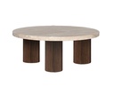 HEARTHTSTONE TRAVERTINE COFFEE TABLE  - AUTHENTIC TRAVERTINE WITH WALNUT ASH LEGS