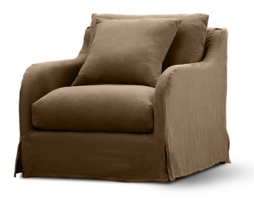 PROVENCAL SLIP COVER ARMCHAIR W/FRENCH LINEN SLIP COVER - MOCHA