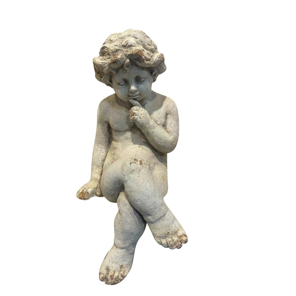 VINTAGE SITTING CUPID - ANTIQUE MARBLE