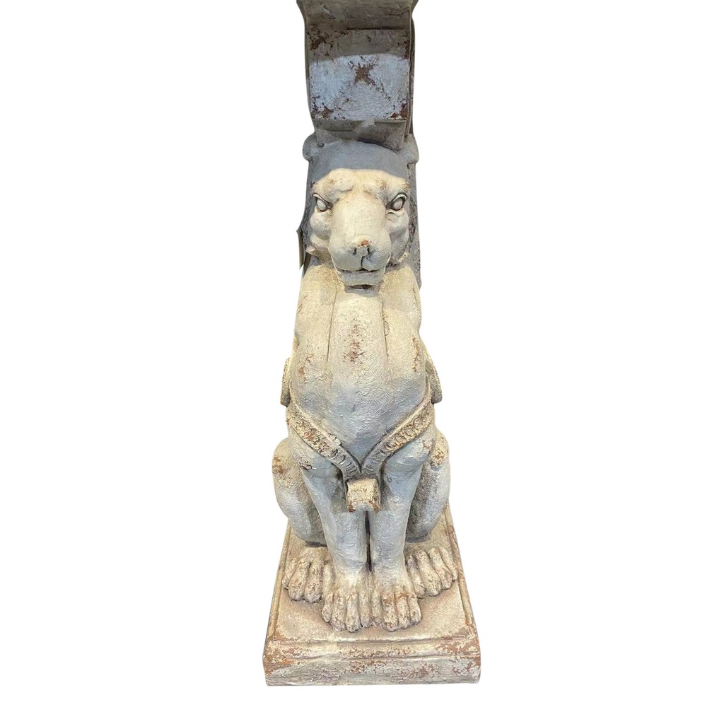 VINTAGE LION PLINTH - ANTIQUE MARBLE