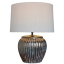 GOLD CERAMIC LAMP W/ NATURAL LINEN SHADE