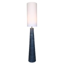 BLACK CERAMIC FLOOR LAMP W/ NATURAL LINEN SHADE