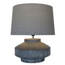PEBBLE TERRACOTTA LAMP W/GREY LINEN SHADE