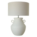 ANTIQUE CERAMIC LAMP W/ LINEN SHADE