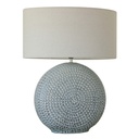 BLUE GLAZED CERAMIC LAMP W/ LINEN SHADE