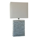 BLUE GLAZED CERAMIC LAMP W/ LINEN SHADE