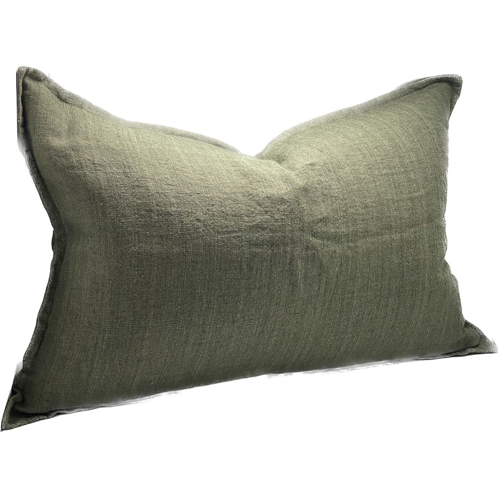 LINEN CUSHION COVER - DUSTY OLIVE