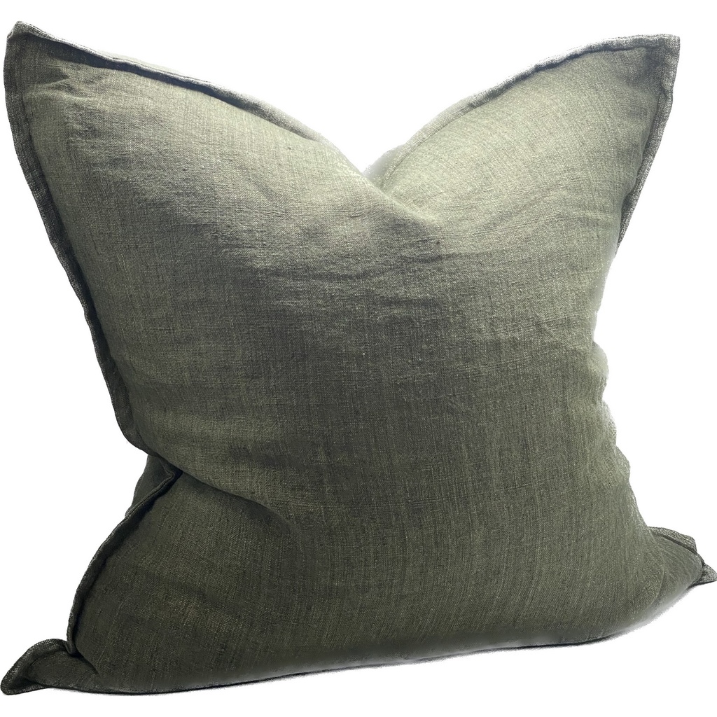 LINEN CUSHION COVER - DUSTY OLIVE