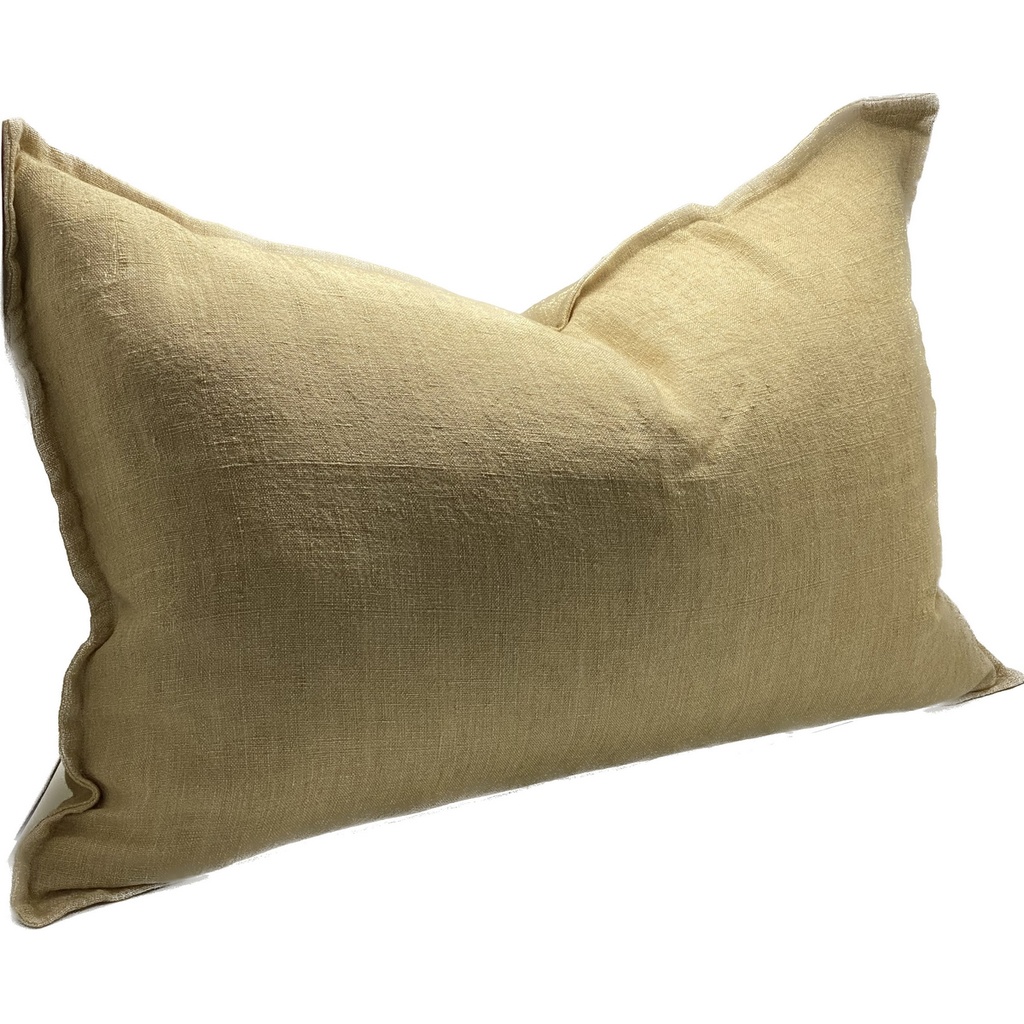 LINEN CUSHION COVER - CUSTARD