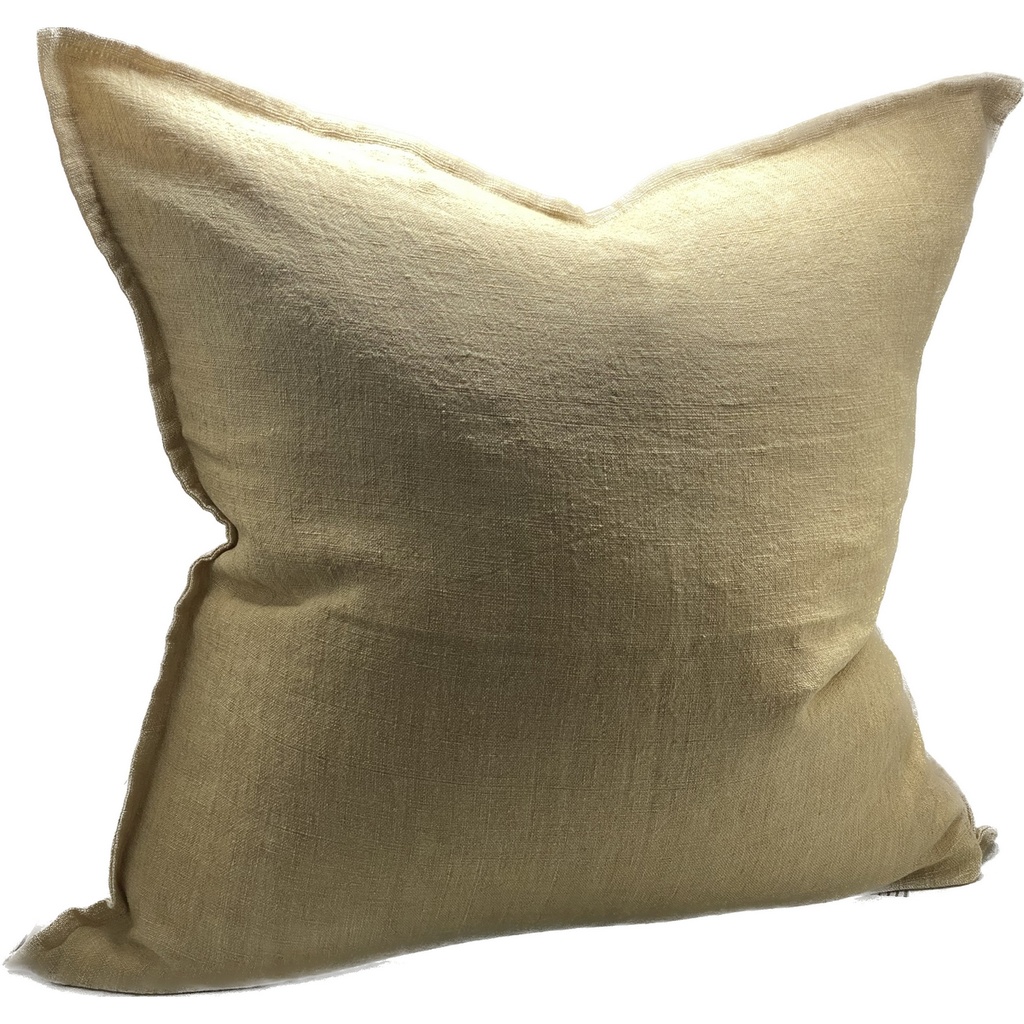 LINEN CUSHION COVER - CUSTARD
