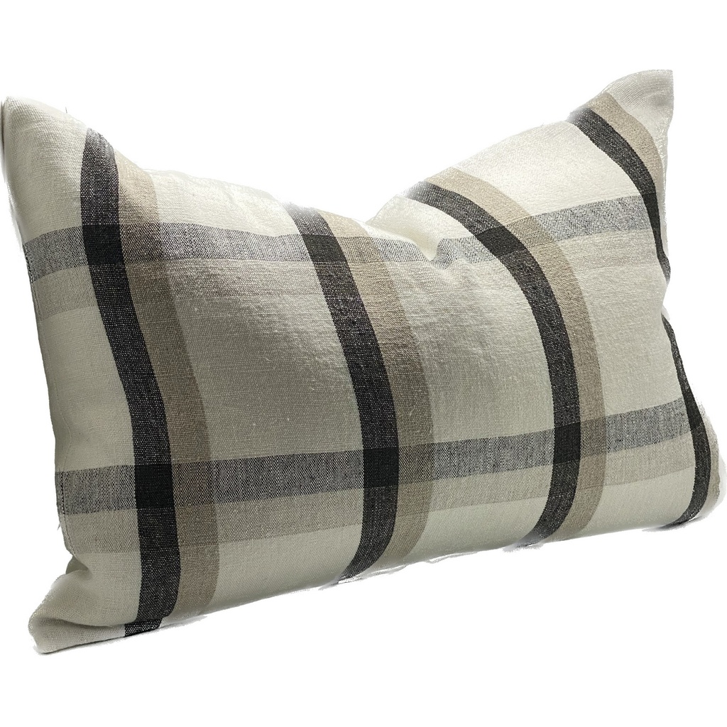 LINEN CUSHION COVER - IVORY / NATURAL / BLACK