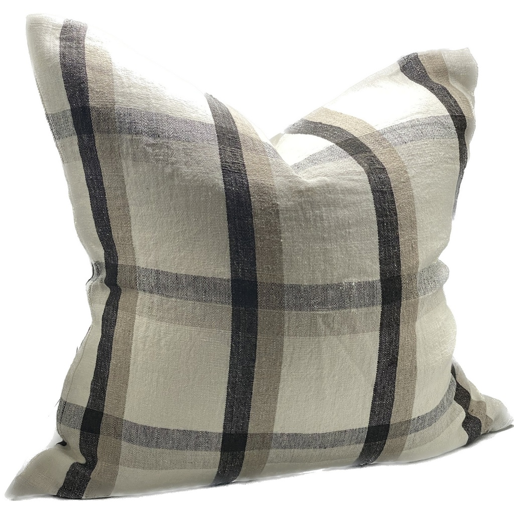 LINEN CUSHION COVER - IVORY / NATURAL / BLACK