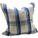 LINEN CUSHION COVER - IVORY / DENIM / BLUE