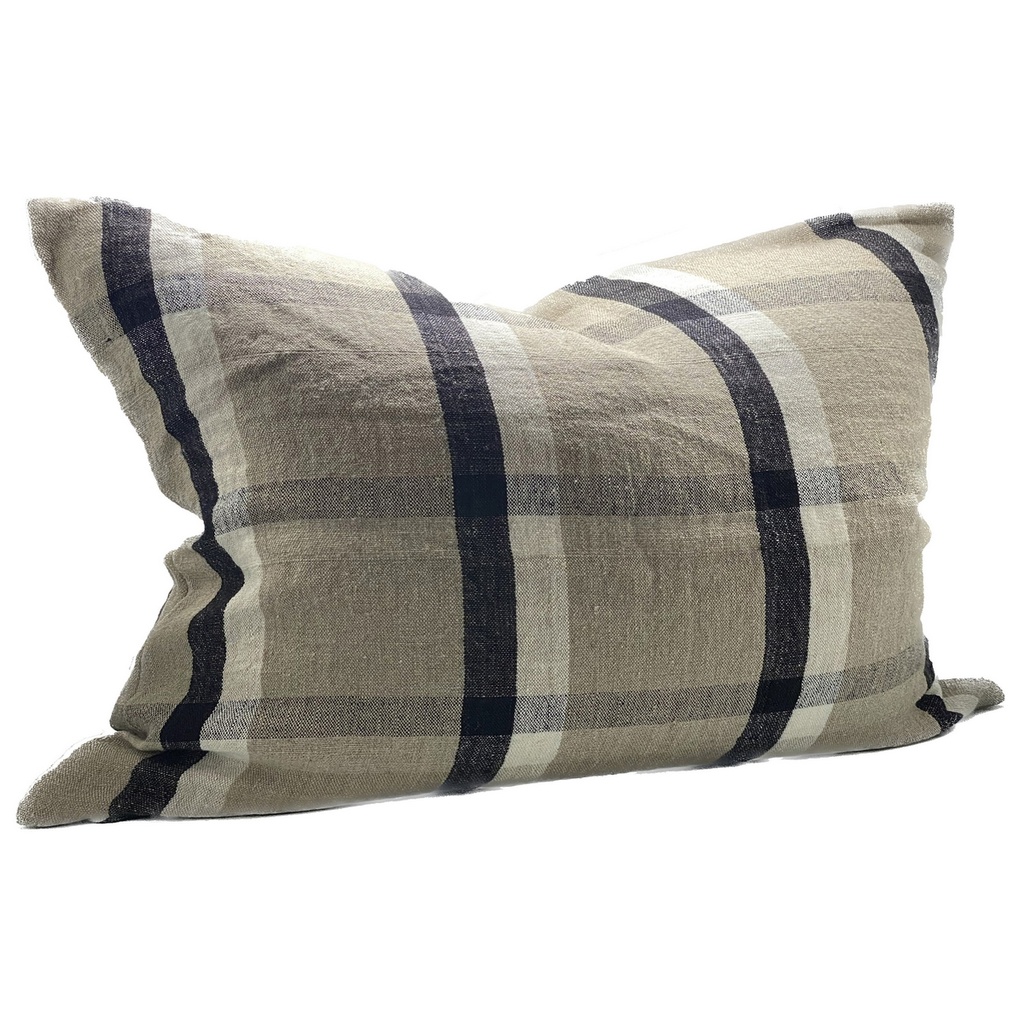 LINEN CUSHION COVER - NATURAL / BLACK / IVORY