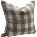 LINEN CUSHION COVER - IVORY / BROWN
