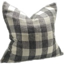 LINEN CUSHION COVER - IVORY / CHARCOAL