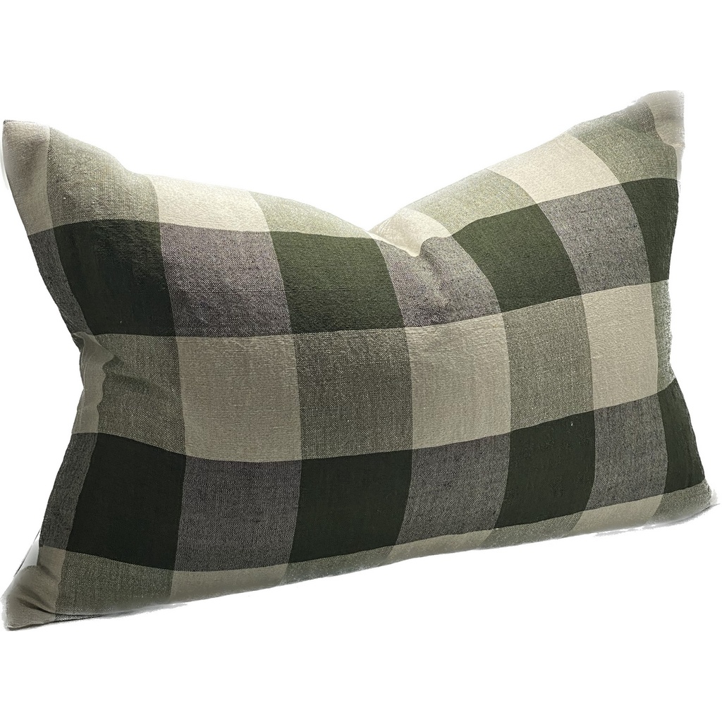 LINEN CUSHION COVER - OLIVE