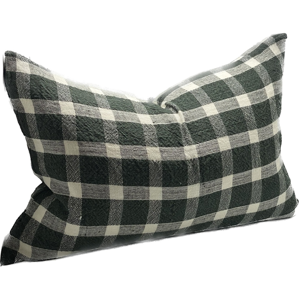 LINEN CUSHION COVER - DK. GREEN