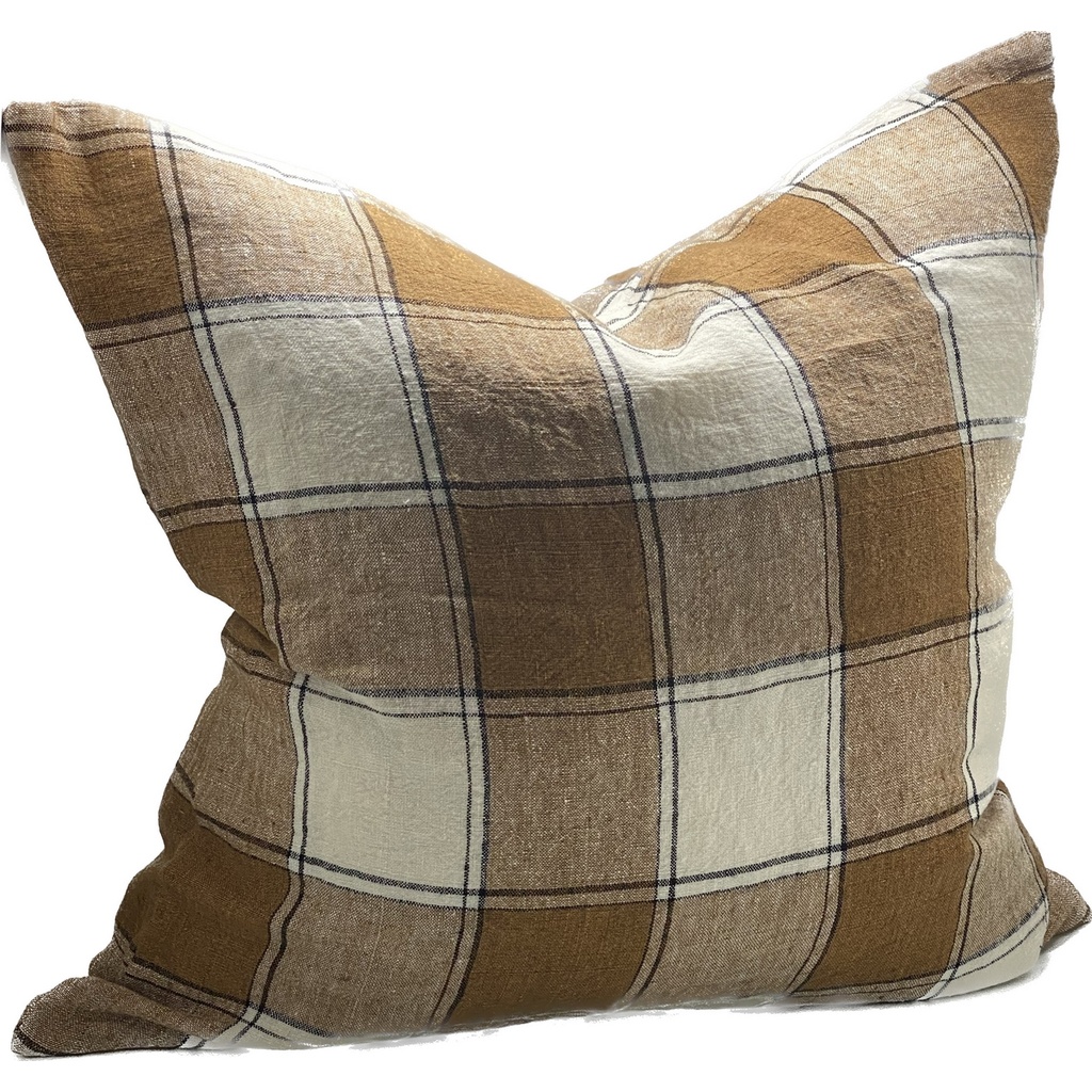 LINEN CUSHION COVER - TOBACCO
