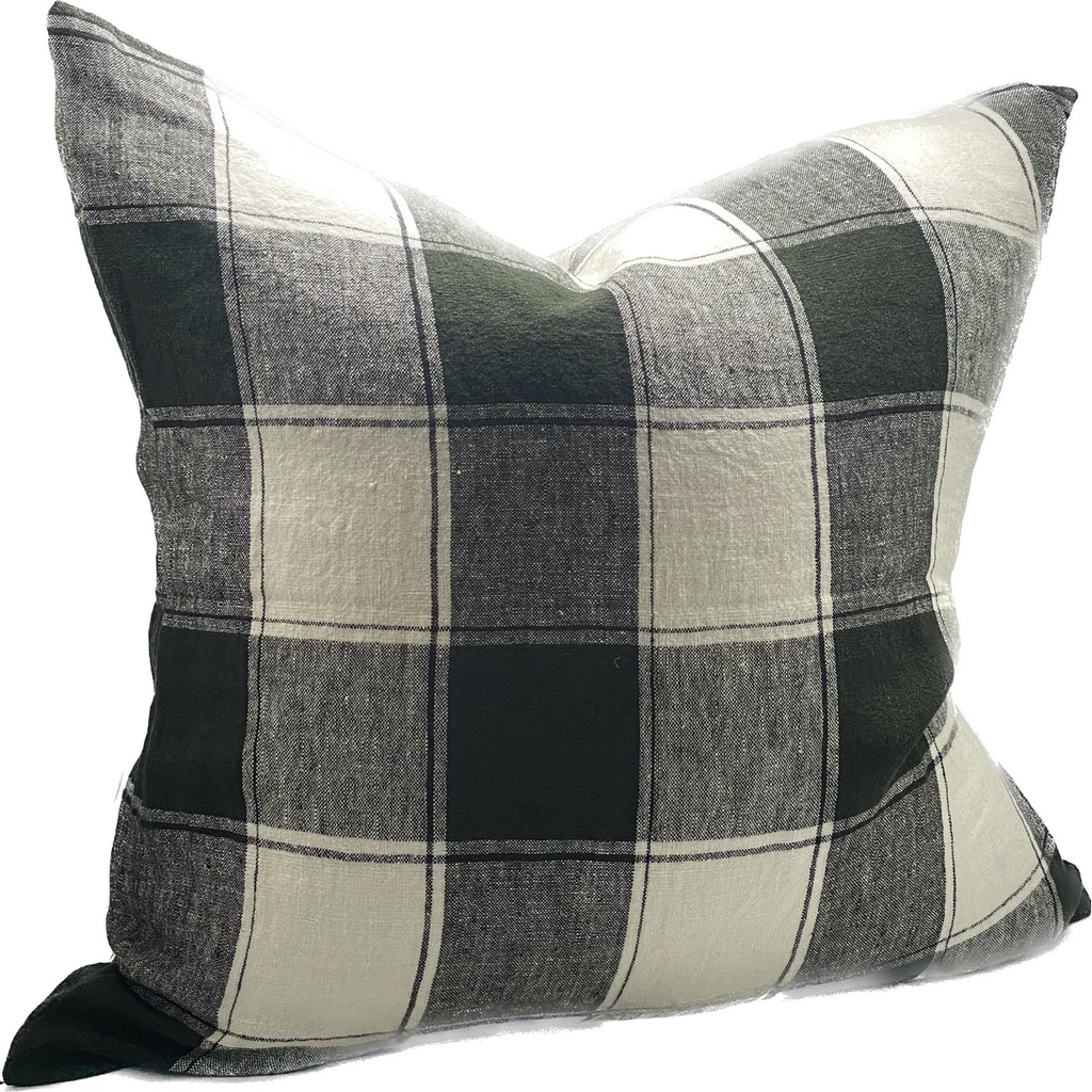 LINEN CUSHION COVER - BLACK