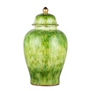 GREEN CERAMIC JAR W/LID