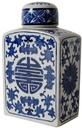 REN LIDDED JAR - BLUE AND WHITE