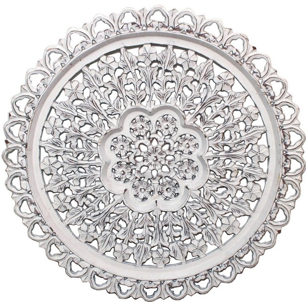 RUSTIC ROUND CARVED 3D WALL DECOR