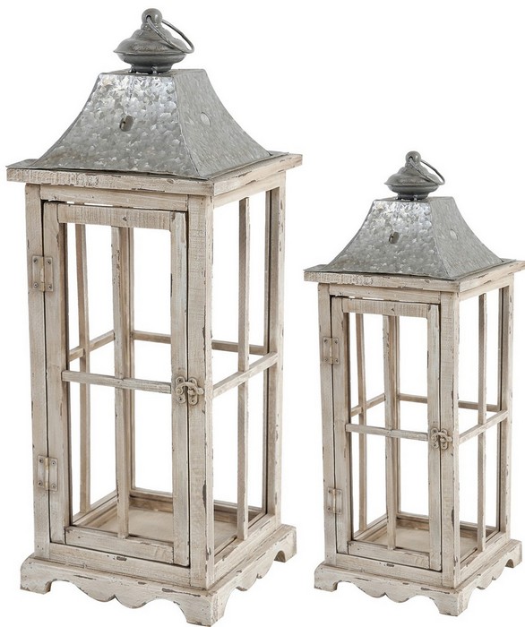 S/2 EVELYN ENCLOSED LANTERNS WITH HANDLE