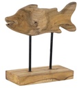 TEAK FISH FIGURE ON STAND