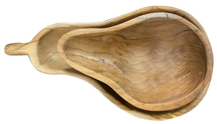 TEAK GOURD BOWL S/2