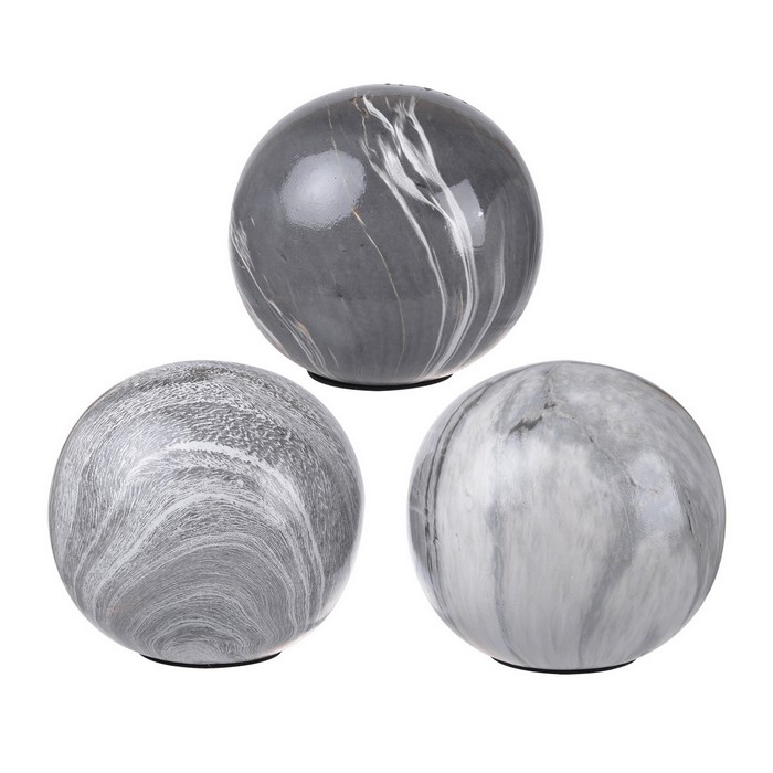 GREY MARBLEISED BALLS S/3