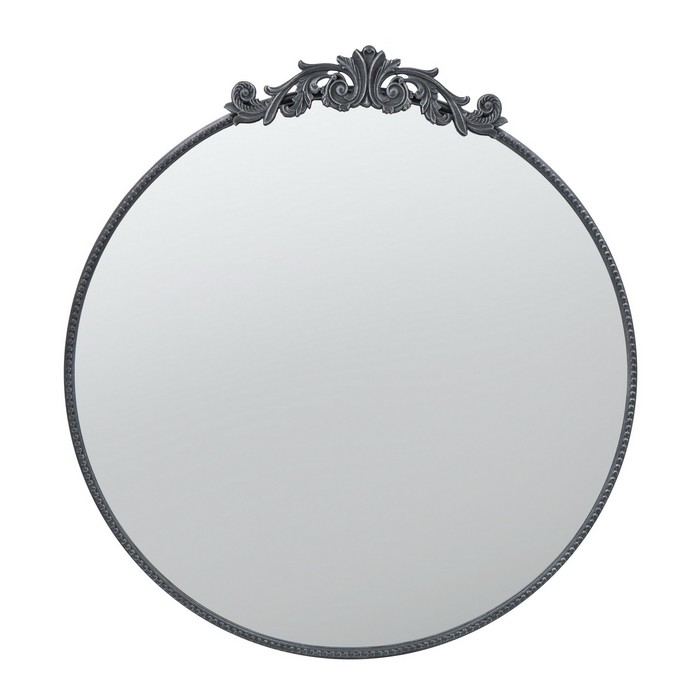 BLACK METAL ROUND MIRROR