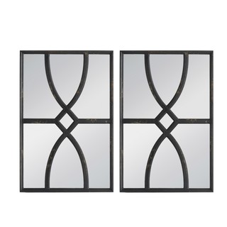 BLACK CARVED WLL MIRROR SET/2