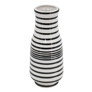 BLACK/WHITE HAND PAINTED  VASE