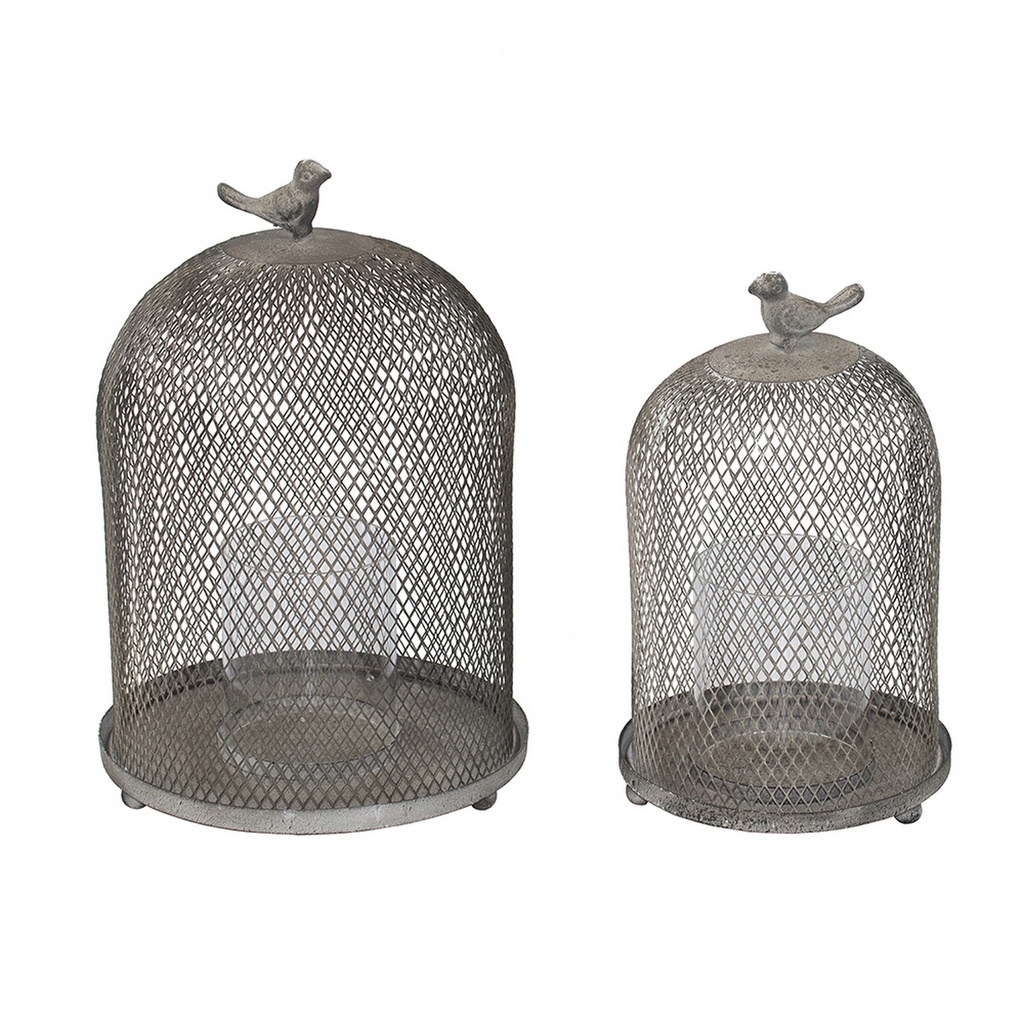 OPHIRA GOLDEN SPARROW MESH CANDLE HOLDERS SET/2