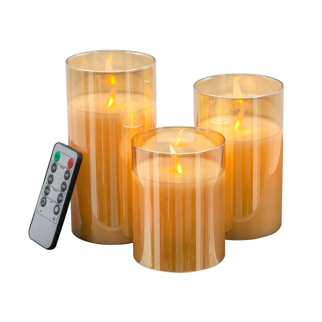 LED WAX CANDLES W/REMOTE - AMBER