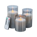 LED WAX CANDLES W/REMOTE - GREY
