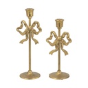 GOLD BOW CANDLE HOLDERS S/2